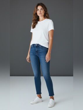 MNG ISA Women’s Denim Skinny Cropped Jeans Raw Hem Size 4